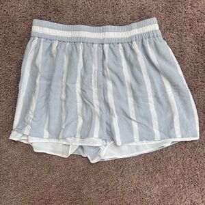 Wilfred Light Blue and White Striped High Waist Shorts